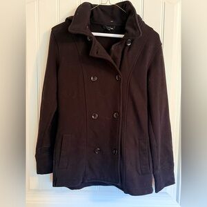 J. Peterman Black Peacoat Double-Breasted Wool